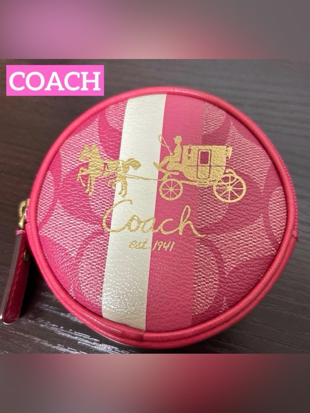 Coach Y2K Heritage Stripe Coin Case EUC